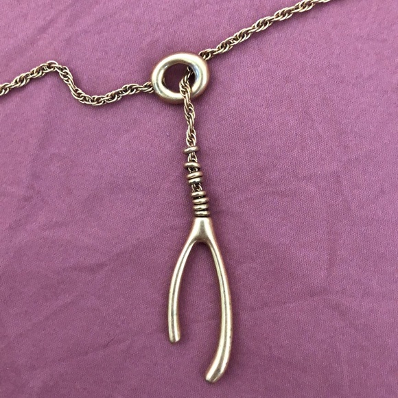 Gold wishbone necklace - Picture 2 of 2